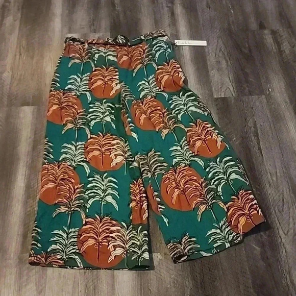 NICOLE MILLER LINEN TROPICAL HAWAIIAN PRINT SIZE L - Picture 2 of 4